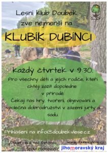 Zveme rodiče s dětmi do 4 let na dopolední klubík Dubínci